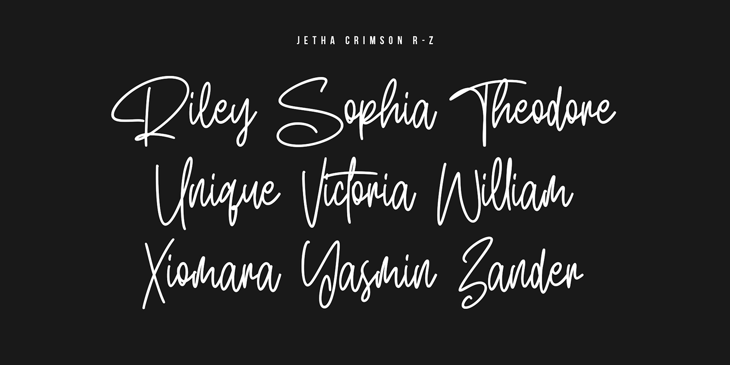 Beispiel einer Jetha Crimson Regular-Schriftart